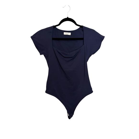 Aritzia Babaton Bodysuit Womens Large Original Contour Squareneck Navy Blue - Picture 1 of 5